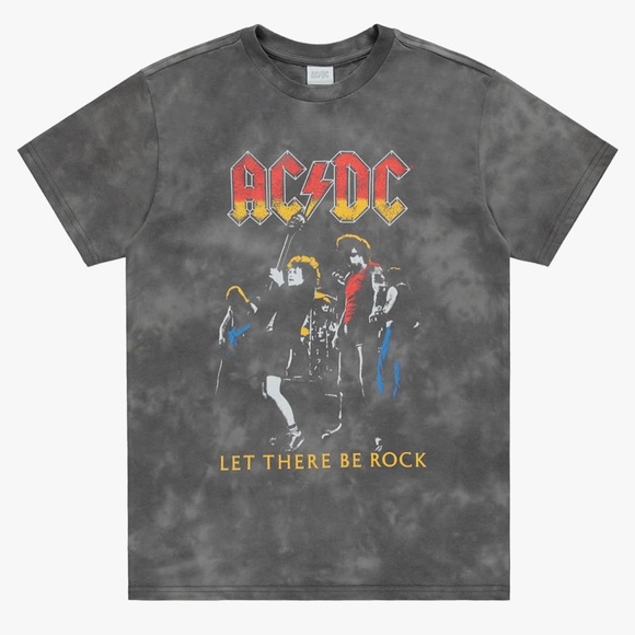 ACDC gray tie dye classic rock band t-shirt size M - Picture 1 of 4